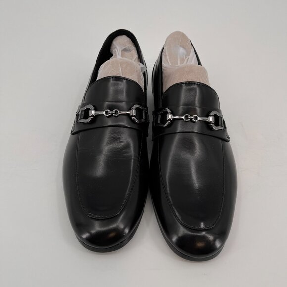 ALDO Marinho Loafers Size 7 Black Leather Upper Slip-On Dress Shoes Metal Bit - Picture 2 of 14